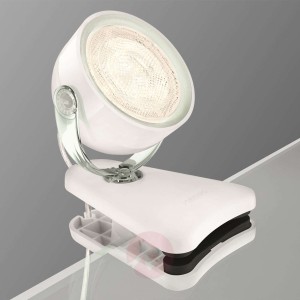 Zaciskowa lampa stołowa LED DYNA, przezroczysta