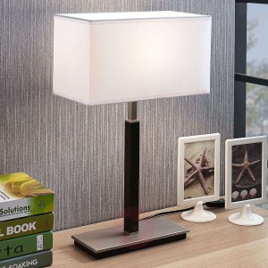 Tkaninowa lampa stołowa Belira, biała, prostokątna