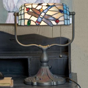 Lampa bankierska Dragonfly w stylu Tiffany