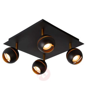Czarna lampa sufitowa Binari, cztery spoty LED