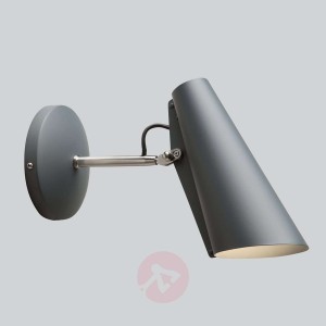 Lampa ścienna Birdy, szara, wtyczka i przełącznik