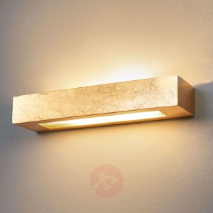 Prostokątna gipsowa lampa ścienna Emina, złota