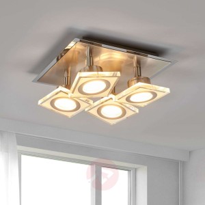 Kwadratowa lampa sufitowa LED Kovi z 4 spotami