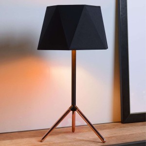Geometryczna lampa stołowa Alegro, klosz z tkaniny
