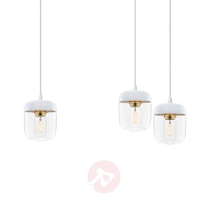 Lampa wisząca Acorn, 3-punktowa, biel i mosiądz