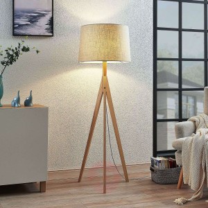 Trójnożna lampa stojąca Rhysand okrągła jasnoszara