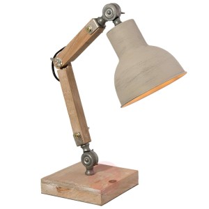 Drewniana lampa stołowa Ian w stylu industrialnym