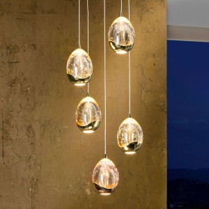 Złota lampa wisząca LED ROCIO, 5-pkt.