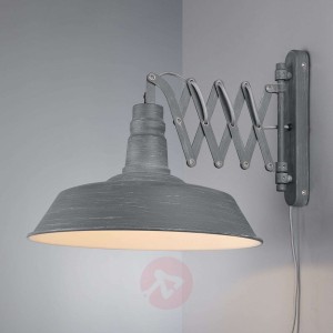 Lampa ścienna Detroit, ramię nożycowe, szary beton