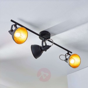 Trzypunktowa lampa sufitowa Julin, czarno-złota