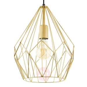 Lampa wisząca Carlton z klatkowym kloszem, złota