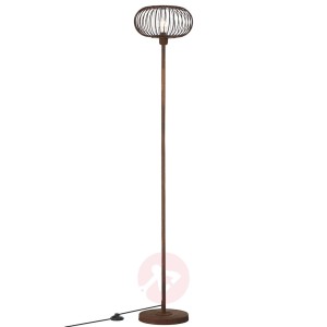 lampa stojąca Race, vintage, klosz klatka, rdzawa