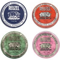 Reuzel Fiber Pomade 35g + Green Pomade Grease Medium Hold 35g + Red Pomade Water Soluble High Sheen 35g + Pink Pomade Grease Heavy Hold 35g