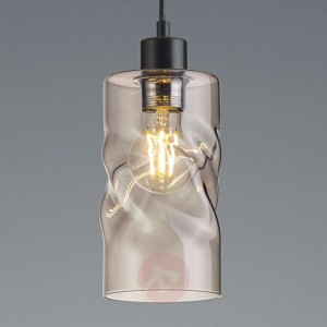 Lampa wisząca Swirl ze szkła, 1-pkt., szary dymny