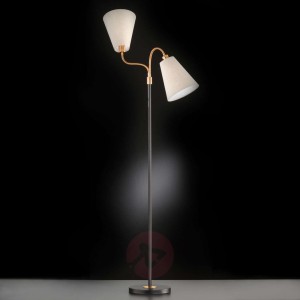 Dwupunktowa, czarno-brązowa lampa stojąca Hopper