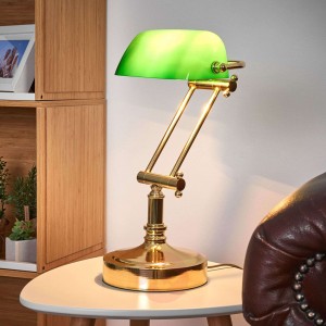Lampa bankierska Steve z zielonym szklanym kloszem