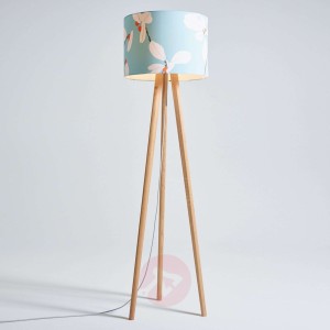 Lampa stojąca Sten Flower, klosz z tkaniny