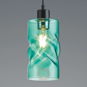 Lampa wisząca Swirl ze szkła, 1-pkt., turkus