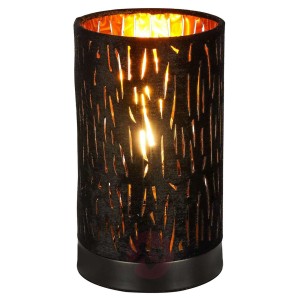 Mała lampa stołowa Tuxon – klosz pokryty aksamitem