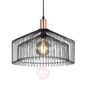 Tanja – czarna lampa wisząca z kloszem-klatką