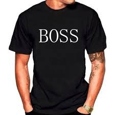 T-shirt bawełniany - nadruk BOSS - czarny - 3XL  