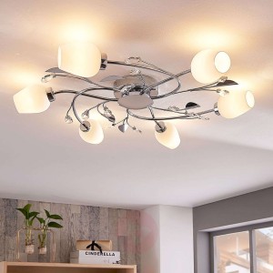 Freda – ładnie zdobiona lampa sufitowa, chromowana
