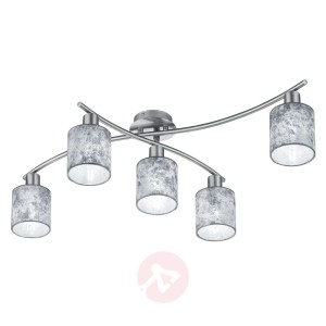 Garda – 5-punktowa lampa sufitowa, srebrne klosze