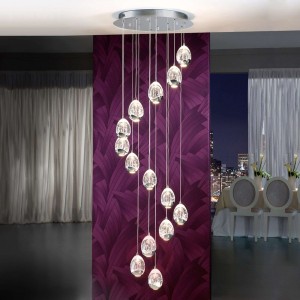 14-punktowa lampa wisząca LED Rocio, chrom