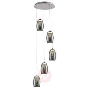 Lampa wisząca LED Metropolis dymione szkło 5-pkt.