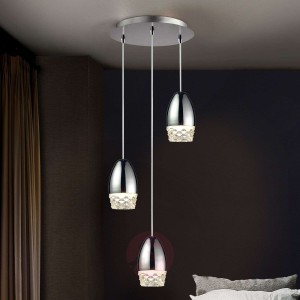 Lampa wisząca LED Alessa, chrom, 3-punktowa