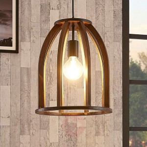 Brązowa drewniana lampa wisząca Tuva