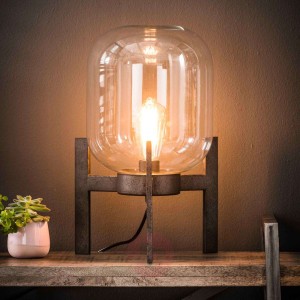 Lampa stołowa Vetallo -przezroczyste szkło, srebro