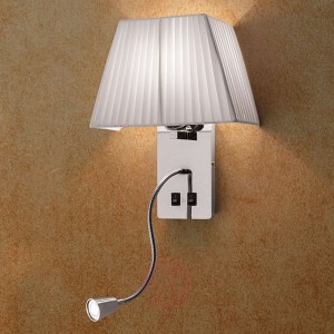 Lampa ścienna COLETA z materiału z lampką do czyt.
