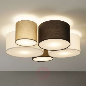 Lampa sufitowa Hotel, pięć tekstylnych kloszy