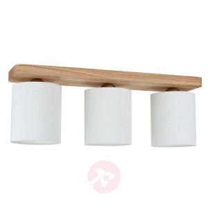 3-punktowa lampa sufitowa Jenta, rozeta z drewna