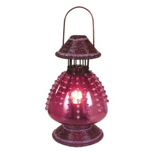 Lampa stołowa Perla jako lampa naftowa fioletowa