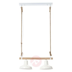 Lampa wisząca Hank z drewnem, 2-punktowa