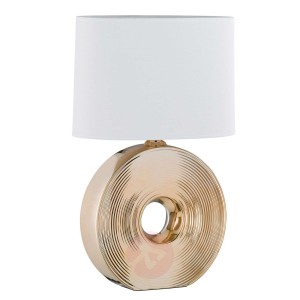 Piękna lampa stołowa Eye, złota ceram. stopa, 54