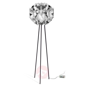 Designerska lampa stojąca FLORA, srebrna