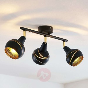 Lampa sufitowa Lynette, czarno-złota, 3-punktowa