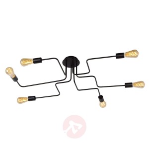Czarna lampa sufitowa Lester z 6 ramionami
