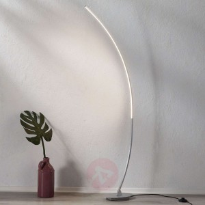 Łukowa lampa stojąca LED Nalevi, srebrna