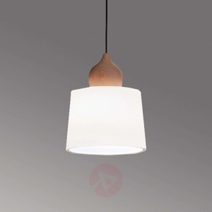 Szklana lampa wisząca Eduardo z elementem z drewna