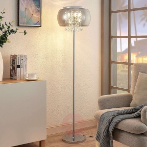 Lampa stojąca LED Joani, klosz z dymnego szkła