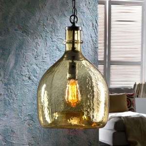 Bursztynowa, szklana lampa wisząca Laia, retro