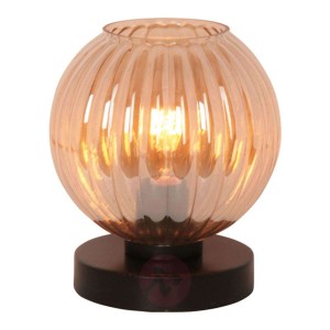 Lampa stołowa Zucca, szklany klosz, bursztynowa