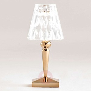 Dekoracyjna lampa stołowa LED Battery, IP54, złota