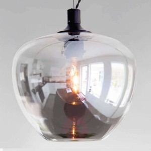 Szklana lampa wisząca Bellissimo, szara dymna