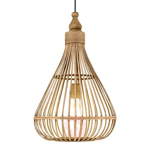 Lampa wisząca Amsfield z bambusa, kształt gruszki