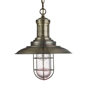 Lampa wisząca Fisherman, 1-punktowa kratka mosiądz
